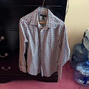 Banana Republic Blue and Red Gingham Button-Down Shirt